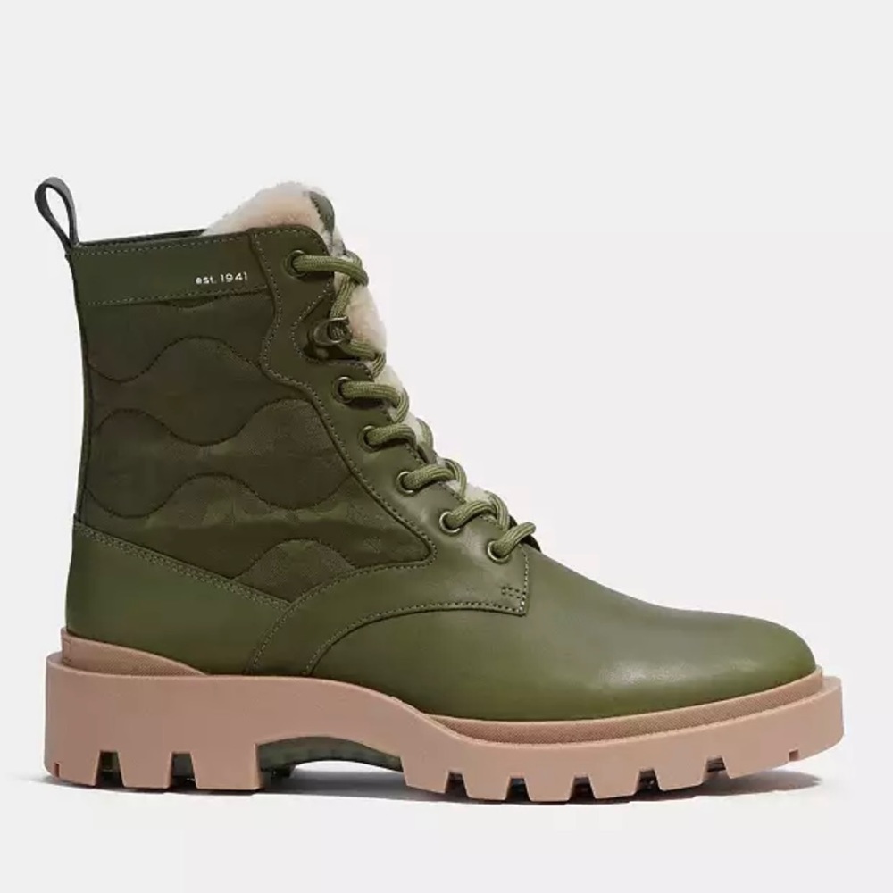 NWT Coach Citysole Lace Up Boot With Real Shearling boots